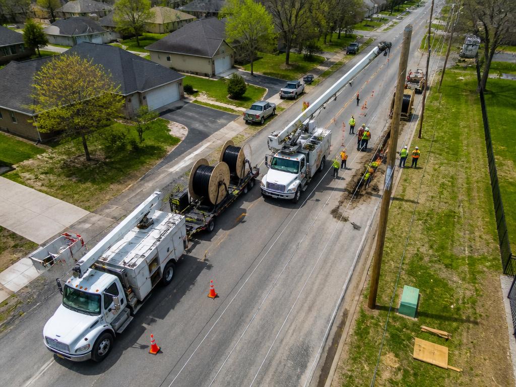 Commercial building conduit installation for fiber optics